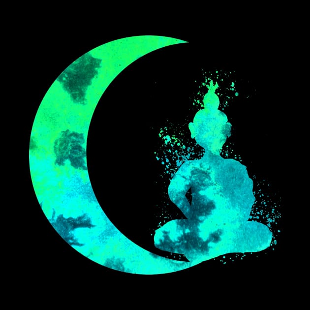 Turquoise Crescent Moon and Buddha by ZeichenbloQ