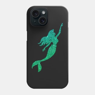 Blue and Green Ombre Faux Glitter Mermaid Silhouette Phone Case