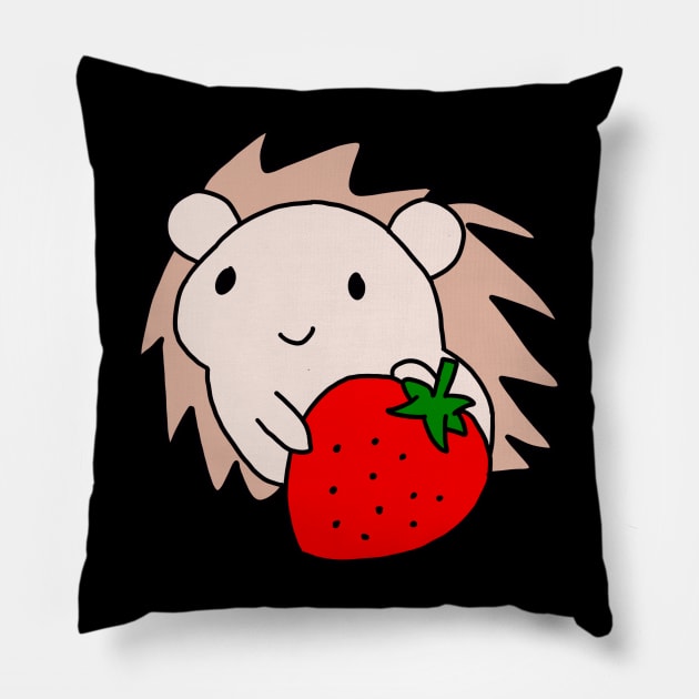 hedgehog strawberry Pillow by tailspalette