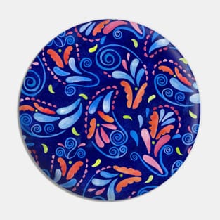 Multicolored Watercolor Paisley Florals Pin