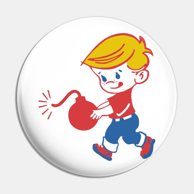 Retro bomb boy Pin by PopGraphics