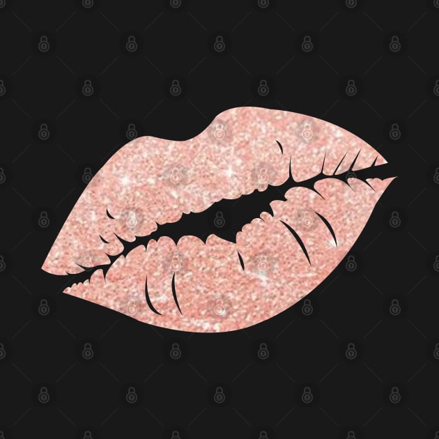 Light Rose Gold Faux Glitter Lips by Felicity-K