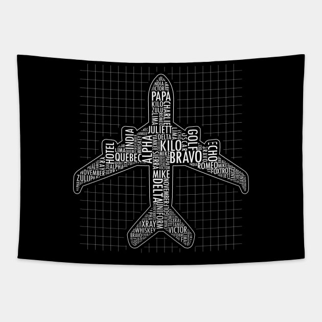 Phonetic Alphabet Airplane Pilot Flying Aviation Tapestry by theperfectpresents