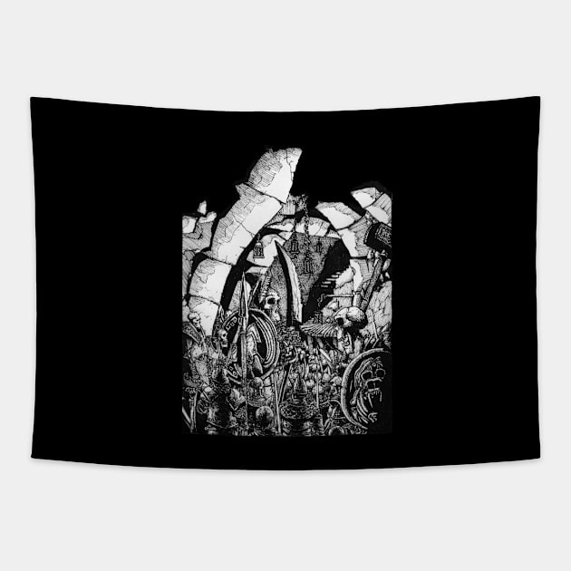 Skeleton Horde Tapestry by Hominid