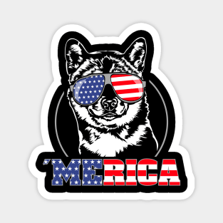 Proud Shiba Inu American Flag Merica Magnet