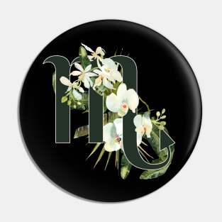 Scorpio Horoscope Zodiac White Orchid Design Pin