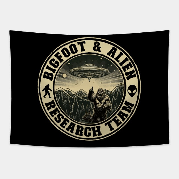 Bigfoot & Alien Research Team- For Bigfoot & Alien believers Tapestry by Graphic Duster