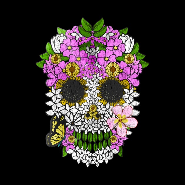 Dia De Los Muertos Skull Flowery Day Of The Dead by theperfectpresents