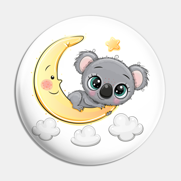 Cute Koala bear on the moon - Cute Koala - Pin | TeePublic Cute Koala bear on the moon - Cute Koala - Pin | TeePublic