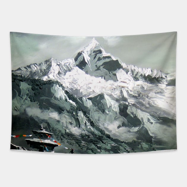 Panoramic View Of Mountain Everest Tapestry by whimsyart