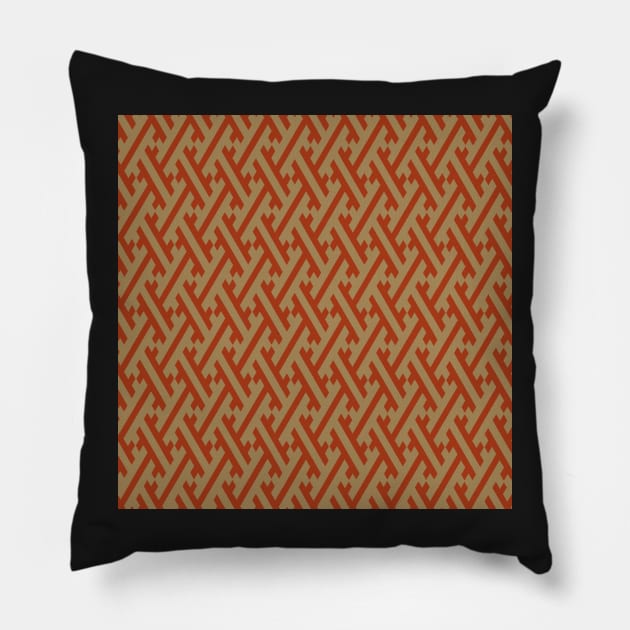 Traditional Japanese Sayagata Geometric Pattern in Fall Colors Pillow by Charredsky