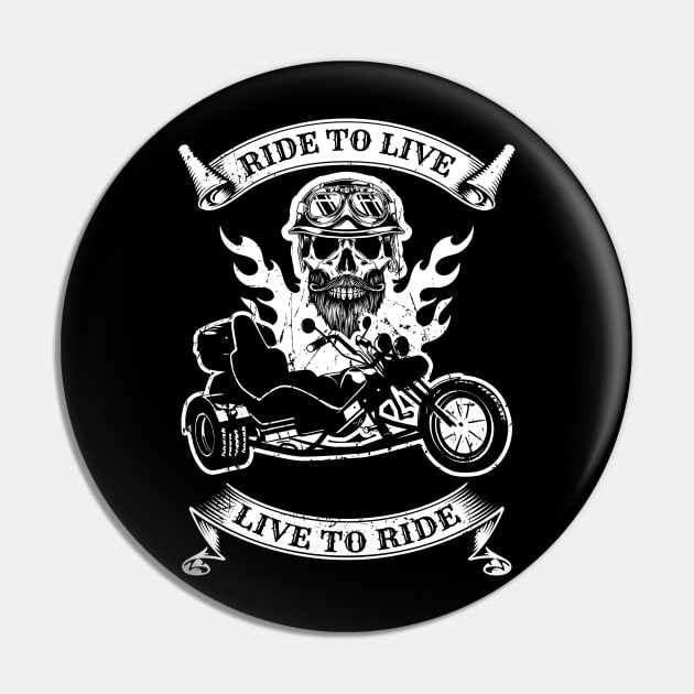 Retro Triker Trike Motorcycle Ride To Live Motor Trikes Motorcycle Gift Pin by stearman