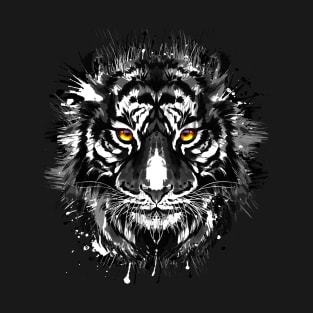 Tiger Face - Black and White Siberian Tiger Head T-Shirt