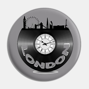 LONDON, Skyline London and black disk, Retro, Big Ben Pin