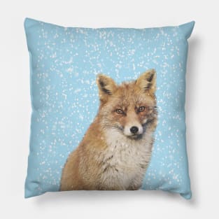 Arctic Snow Red Fox Pillow