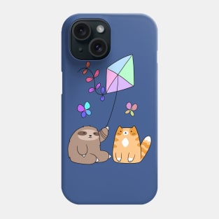 Pastel Rainbow Kite Sloth and Cat Phone Case