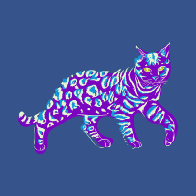 Discover Bengal Cat Animal Lover Design In Purple And Blue - Bengal Cat Lover - T-Shirt