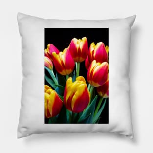 Gold And Red Tulip Bunch Pillow