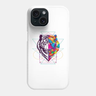 tiger-face-with-sacred-geometry-ornament design - Gifts Phone Case