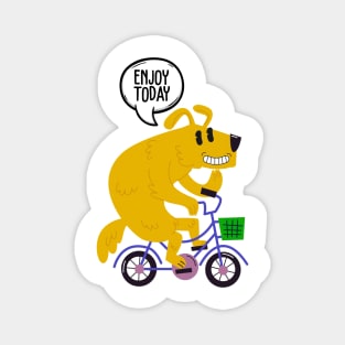 Dog riding a bicycle Magnet