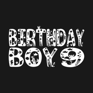 9th Birthday Boy 9 Years Old Fishing Lover Theme Party print T-Shirt