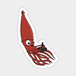 Video game playing squid Magnet