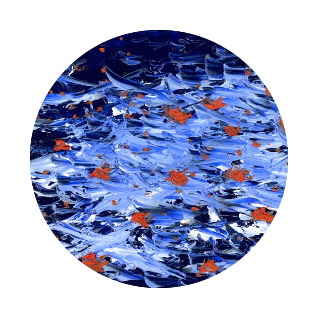 Firefly sea (red on blue) II (circle) by FJBourne
