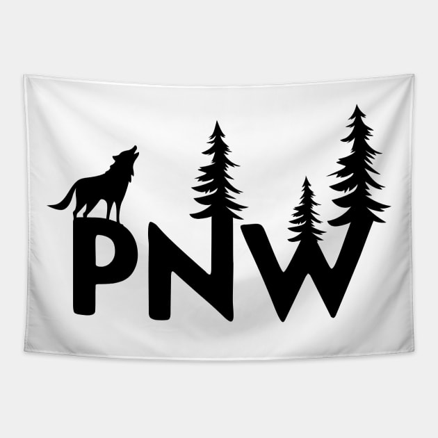 PNW Wolf Tapestry by melaniepetersonart