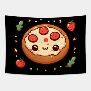 Cute Kawaii Pepperoni Pizza Illustration | Cutesy Design for Kawaii Lovers Tapestry