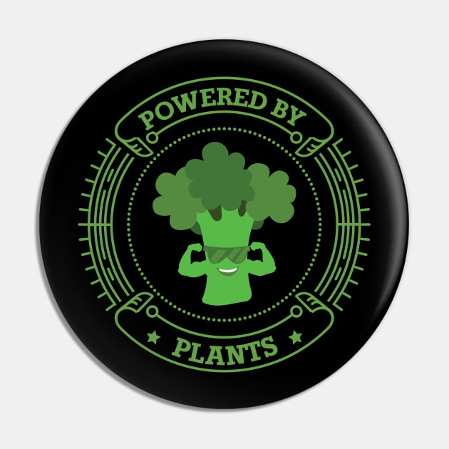 Powered By Plants Funny Vegetarian Vegan Gym Pin by jkshirts