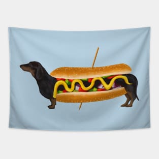 Funny Dachshund Hot Dog Tapestry