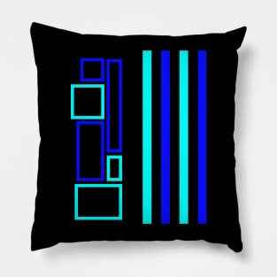 Blue Lines Blue Squares Pillow
