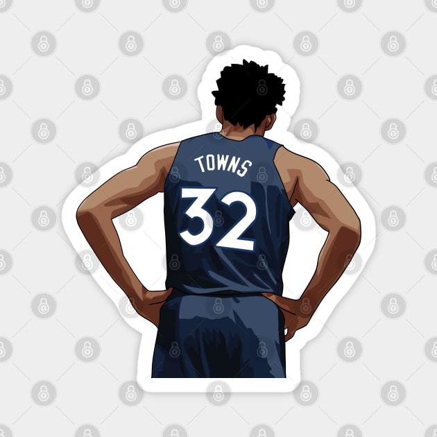 Karl-Anthony Towns Vector Back Blue Magnet by qiangdade