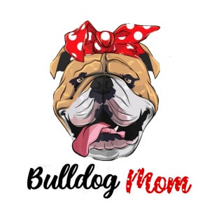 Bulldog Mom With Red Dot Turban Mother's Day Gift T-Shirt