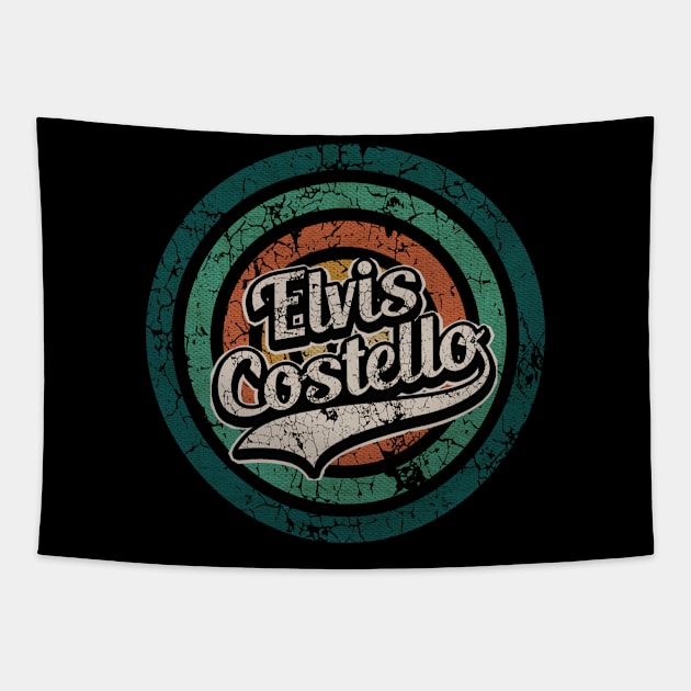 Elvis Costello // Retro Circle Crack Vintage Tapestry by People Mask