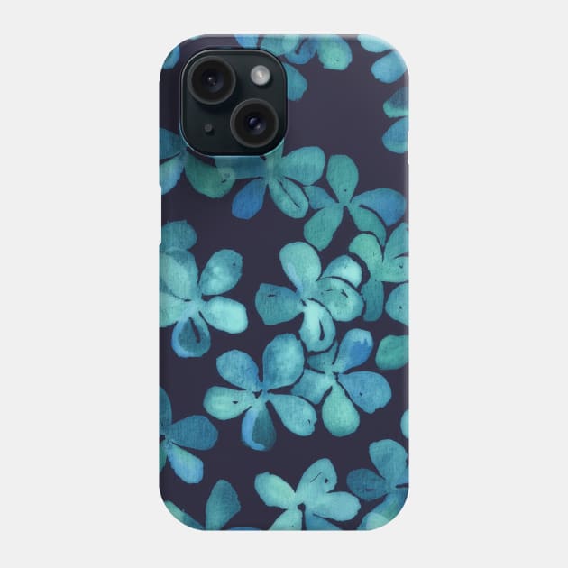 Hand Painted Floral Pattern in Teal & Navy Blue Phone Case by micklyn