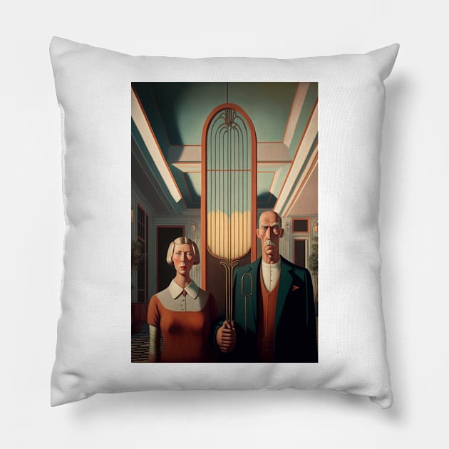 American Gothic pop Art classic Pillow by styleandlife