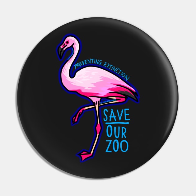 Day 14- Cartoon Chilean Flamingo Pin by CelticDragoness