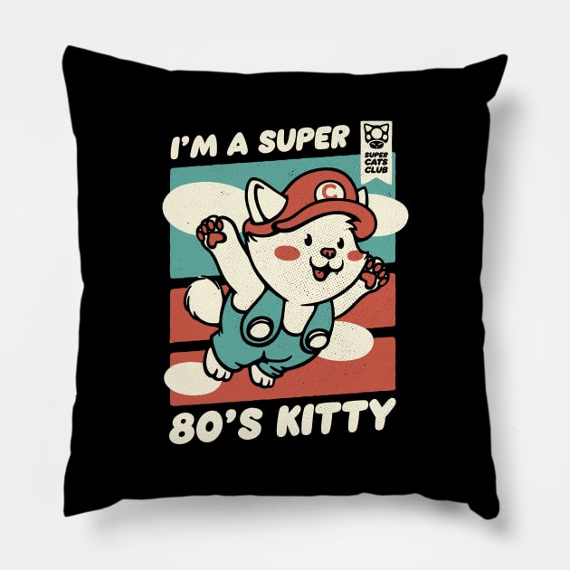 Vintage Kitty Video Game 80s by Tobe Fonseca Pillow by Tobe_Fonseca