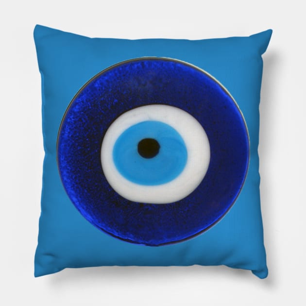 Nazar Evil Eye Protection Amulet Blue Bead Symbol Pillow by terrybain