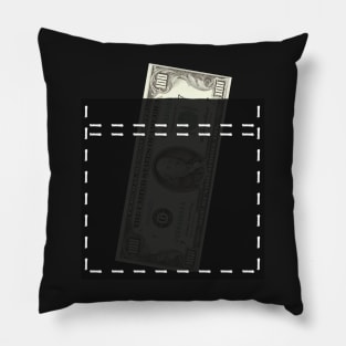 Dollar bill in a pocket Pillow