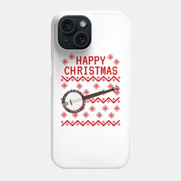 Banjo Ugly Christmas Banjoist Folk Musician Phone Case by doodlerob