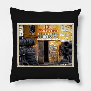 10th Avenue Tire Shop in the West Village - Kodachrome Postcards of vintage store signs in NYC Pillow