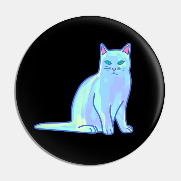 Light Blue Cat Pin by Kelly Louise Art