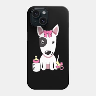 Cute bull terrier is a baby - girl Phone Case