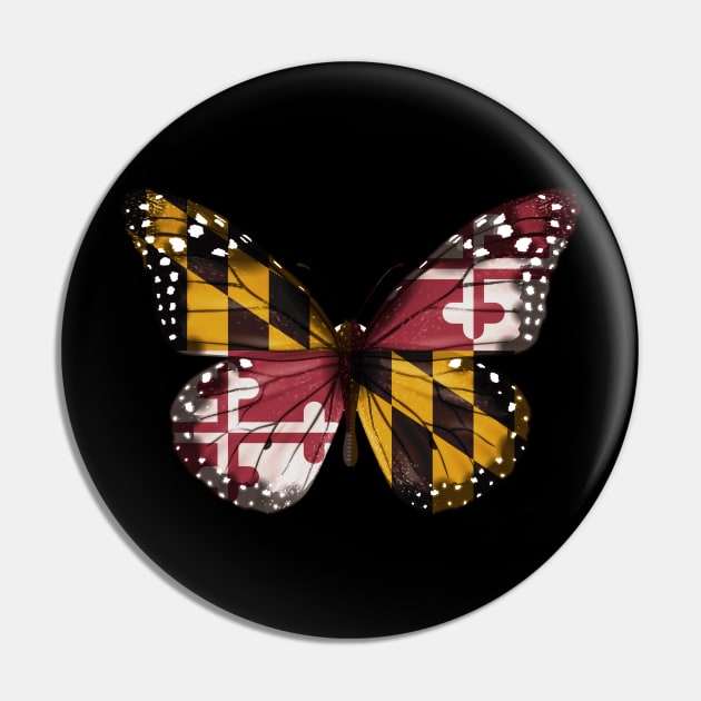 Maryland Flag Butterfly - Gift for Marylander From Maryland MD Pin by Country Flags