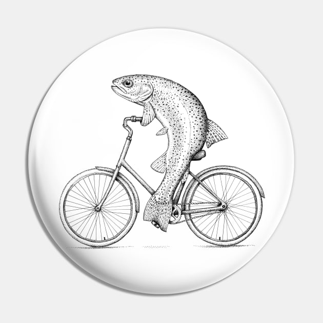 Rainbow Bike Trout Pin by HabbyArt