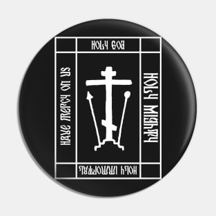 Trisagion Prayer Eastern Orthodox Cross Gothic Pin