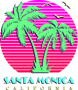 Santa Monica California Palm Trees Sunset Magnet