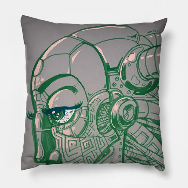 Robot Lady Pillow by Samax